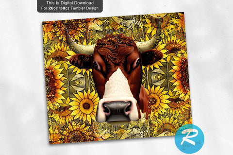 Cow sunflower 20 oz / 30 oz Tumbler PNG Sublimation Regulrcrative 