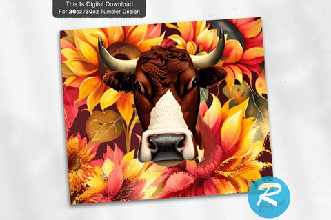 Cow sunflower floral 20 oz / 30 oz Tumbler PNG Sublimation Regulrcrative 