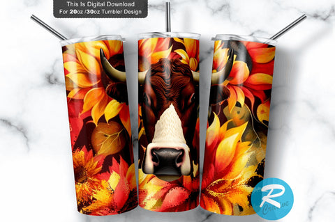 Cow sunflower floral 20 oz / 30 oz Tumbler PNG Sublimation Regulrcrative 