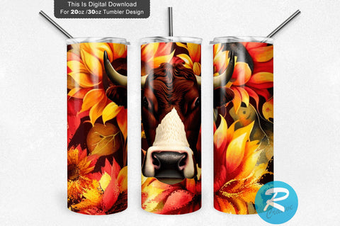 Cow sunflower floral 20 oz / 30 oz Tumbler PNG Sublimation Regulrcrative 