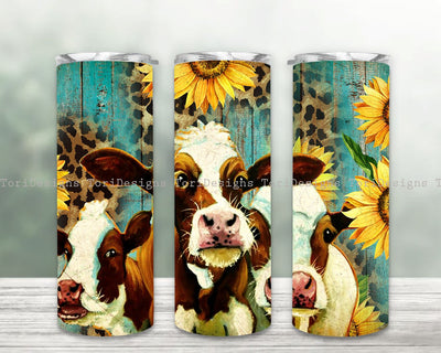 Cow sunflower tumbler png, Cow Print Sunflower Tumbler PNG, Cowhide Sublimation Design, Sunflower Cowhide Tumbler Wrap, 20 oz Skinny Tumbler Sublimation ToriDesigns 
