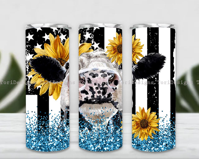 Cow sunflower tumbler png, Cow Print Sunflower Tumbler PNG, Cowhide Sublimation Design, Sunflower Cowhide Tumbler Wrap, 20 oz Skinny Tumbler Sublimation ToriDesigns 
