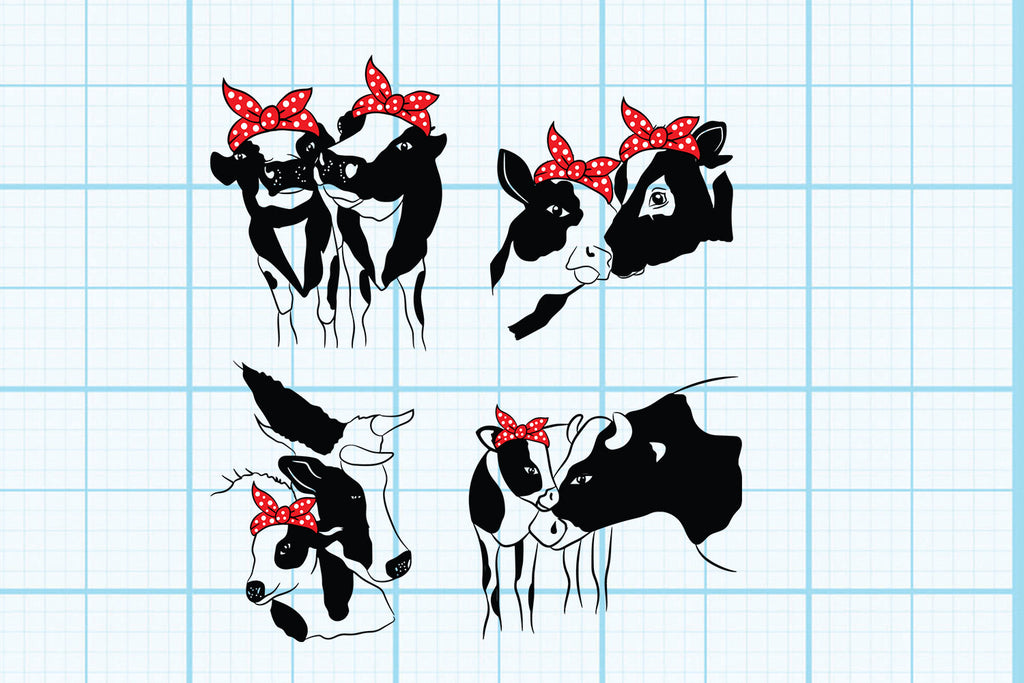 Cow Svg, Cow vector,Farm animal ,Cow calf svg ,Cow with bandana - So Fontsy