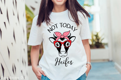 Cow svg, not today Heifer, cow with bandana and glasses SVG Digital Rainbow Shop 