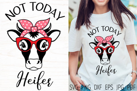 Cow svg, not today Heifer, cow with bandana and glasses SVG Digital Rainbow Shop 