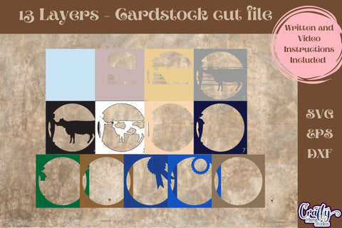 Cow Svg Shadow Box, 3D Layered Cattle Competition File SVG Crafty Mama Studios 