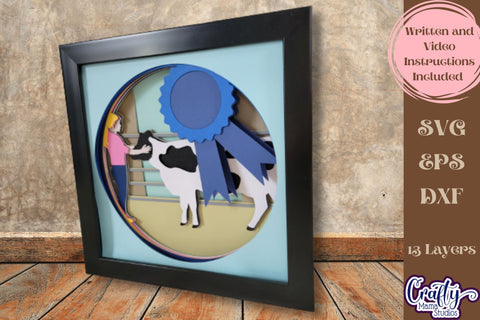 Cow Svg Shadow Box, 3D Layered Cattle Competition File SVG Crafty Mama Studios 