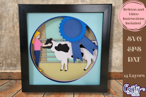 Cow Svg Shadow Box, 3D Layered Cattle Competition File SVG Crafty Mama Studios 