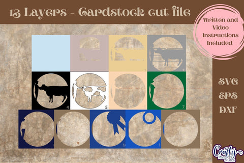 Cow Svg Shadow Box, 3D Layered Cattle Competition File SVG Crafty Mama Studios 
