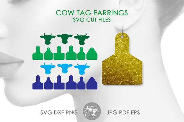 Cow tag earrings SVG cut files SVG Artisan Craft SVG 