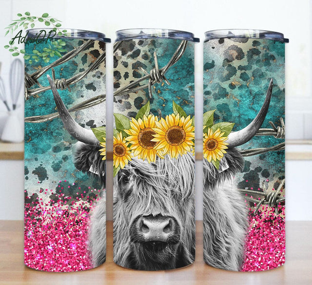 Cow Tumbler Png, 20oz Skinny Tumbler Sublimation Designs Western PNG Sublimation AdriOP 