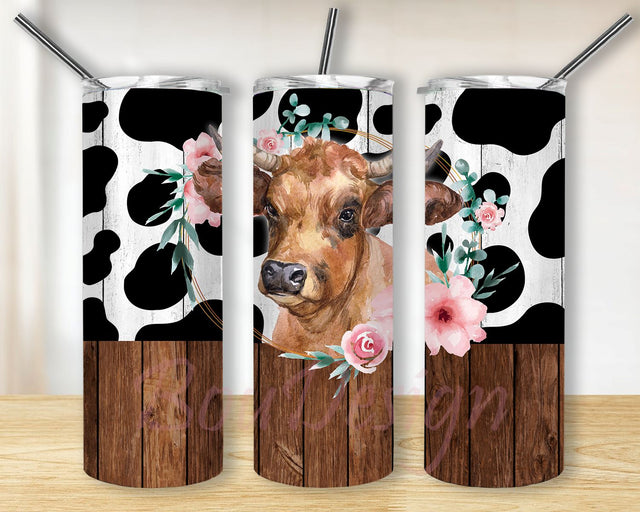 Cow Tumbler Wrap Flower Farm Life Seamless Tumbler Design Sublimation, Cow Flower Skinny Tumbler, Heifer Tumbler, Funny Cow Tumbler PNG Sublimation BouDesign 