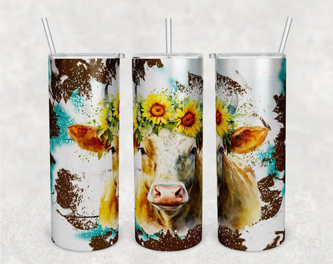 Cow Tumbler Wraps Bundle, 20 Oz Skinny Tumbler Cow Sublimation Designs, Seamless Cow PNG, 5 Designs Sublimation HappyDesignStudio 