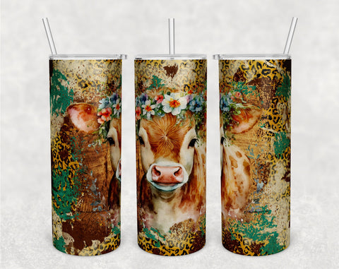 Cow Tumbler Wraps Bundle, 20 Oz Skinny Tumbler Cow Sublimation Designs, Seamless Cow PNG, 5 Designs Sublimation HappyDesignStudio 