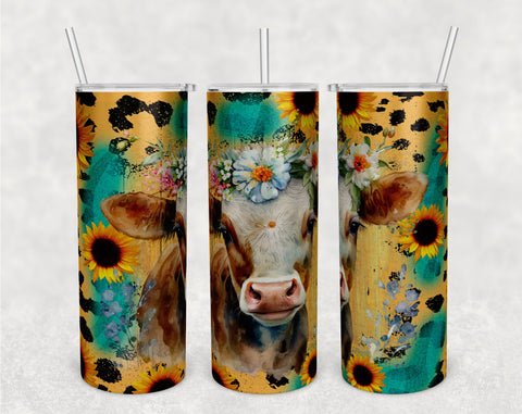 Cow Tumbler Wraps Bundle, 20 Oz Skinny Tumbler Cow Sublimation Designs, Seamless Cow PNG, 5 Designs Sublimation HappyDesignStudio 