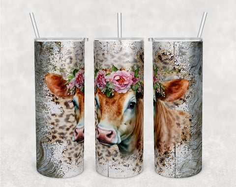 Cow Tumbler Wraps Bundle, 20 Oz Skinny Tumbler Cow Sublimation Designs, Seamless Cow PNG, 5 Designs Sublimation HappyDesignStudio 