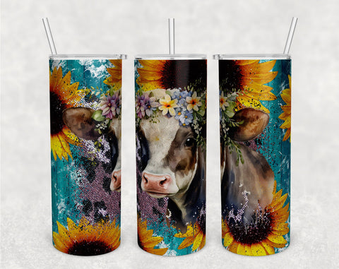 Cow Tumbler Wraps Bundle, 20 Oz Skinny Tumbler Cow Sublimation Designs, Seamless Cow PNG, 5 Designs Sublimation HappyDesignStudio 