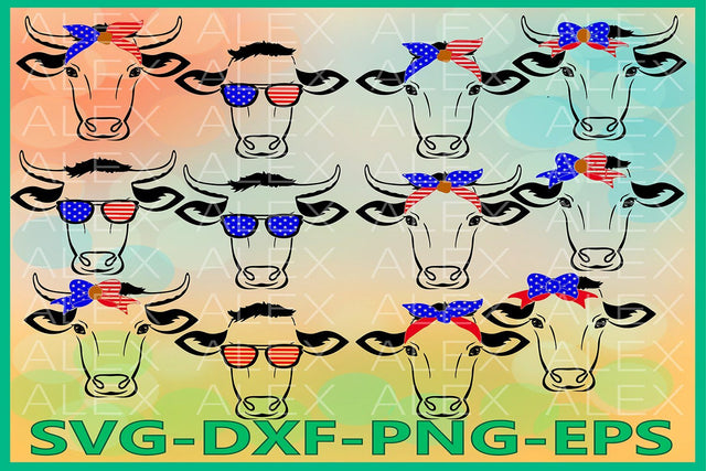 Cow with Bandana svg, 4th Of July SVG AlexSVGStudio 