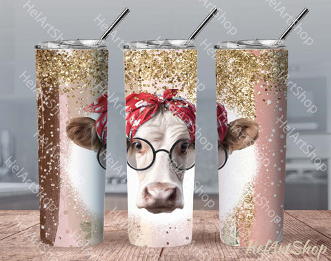 Cow with Bandana TUMBLER PNG, SKINNY TUMBLER Png Sublimation _HelArtShop_ 