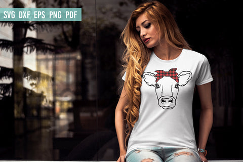 Cow With Buffalo Bandana SVG File | Cow SVG | Hand Drawn Cow SVG Irina Ostapenko 