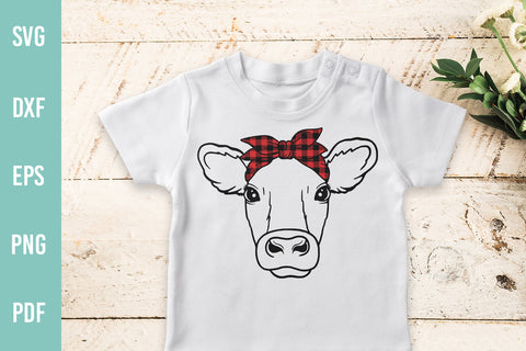 Cow With Buffalo Bandana SVG File | Cow SVG | Hand Drawn Cow SVG Irina Ostapenko 