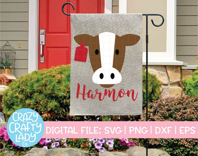 Cow with Ear Tag | Farm SVG Cut File SVG Crazy Crafty Lady Co. 