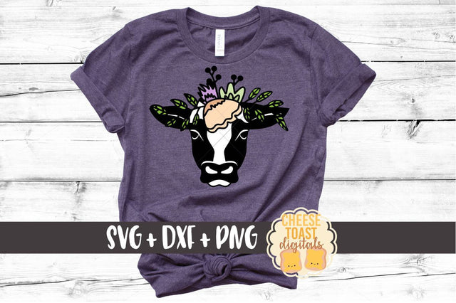 Cow with Floral Crown - Cow SVG File SVG Cheese Toast Digitals 