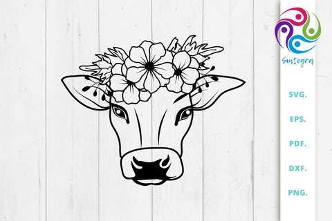 Cow With Flower Crown Svg Cut Files SVG Sintegra 