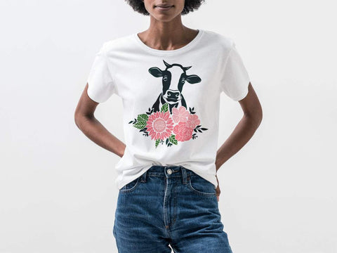 Cow with flower svg, cow svg, heifer svg, floral svg, flower svg, cow face svg, farm svg, country svg, cow clipart, barn svg, cute cow svg SVG CutLeafSvg 