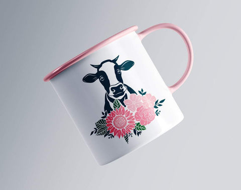 Cow with flower svg, cow svg, heifer svg, floral svg, flower svg, cow face svg, farm svg, country svg, cow clipart, barn svg, cute cow svg SVG CutLeafSvg 