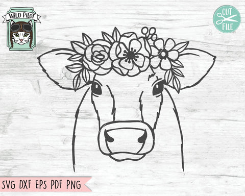 Cow With Flowers SVG Cut File SVG Wild Pilot 