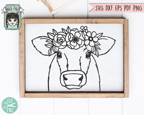 Cow With Flowers SVG Cut File SVG Wild Pilot 
