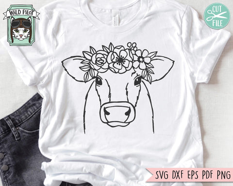 Cow With Flowers SVG Cut File SVG Wild Pilot 