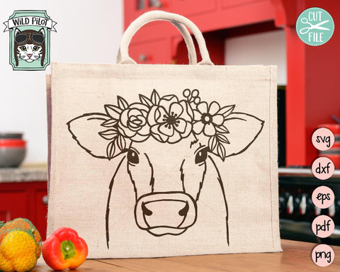 Cow With Flowers SVG Cut File SVG Wild Pilot 