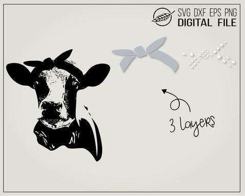 Cow with hair bandana SVG Boertiek 