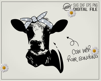 Cow with hair bandana SVG Boertiek 