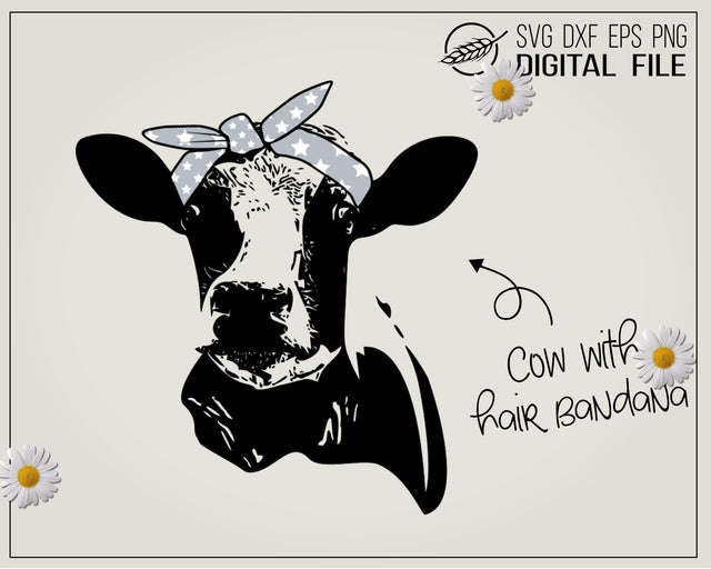 Cow with hair bandana SVG Boertiek 