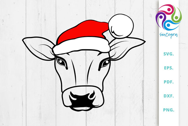 Cow with Santa Hat svg cut file SVG Sintegra 