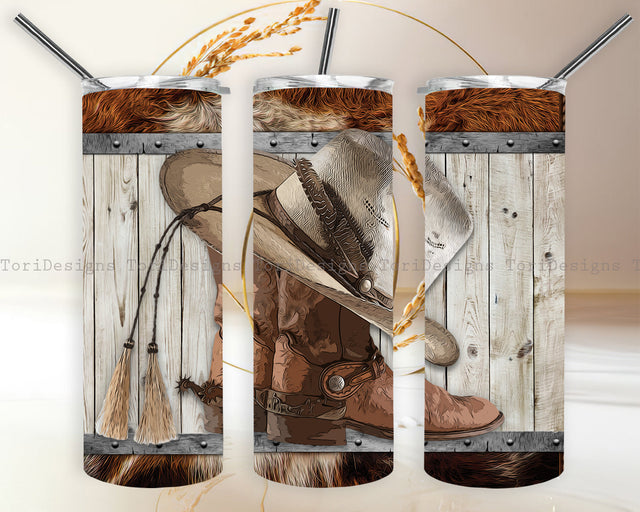 Cowboy Boot 20oz Skinny Tumbler Sublimation Designs Sublimation ToriDesigns 