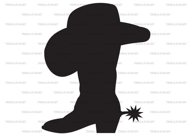Cowboy Boot and Hat Silhouette SVG TribaliumArtSF 