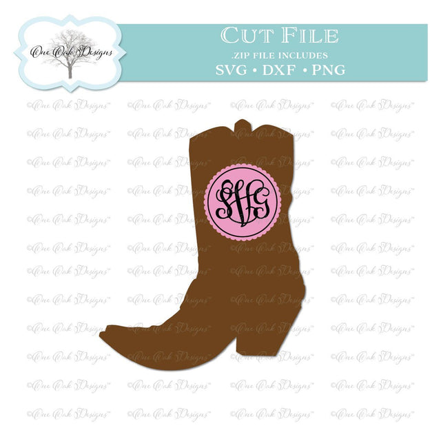 Cowboy Boot Monogram Frame SVG One Oak Designs 