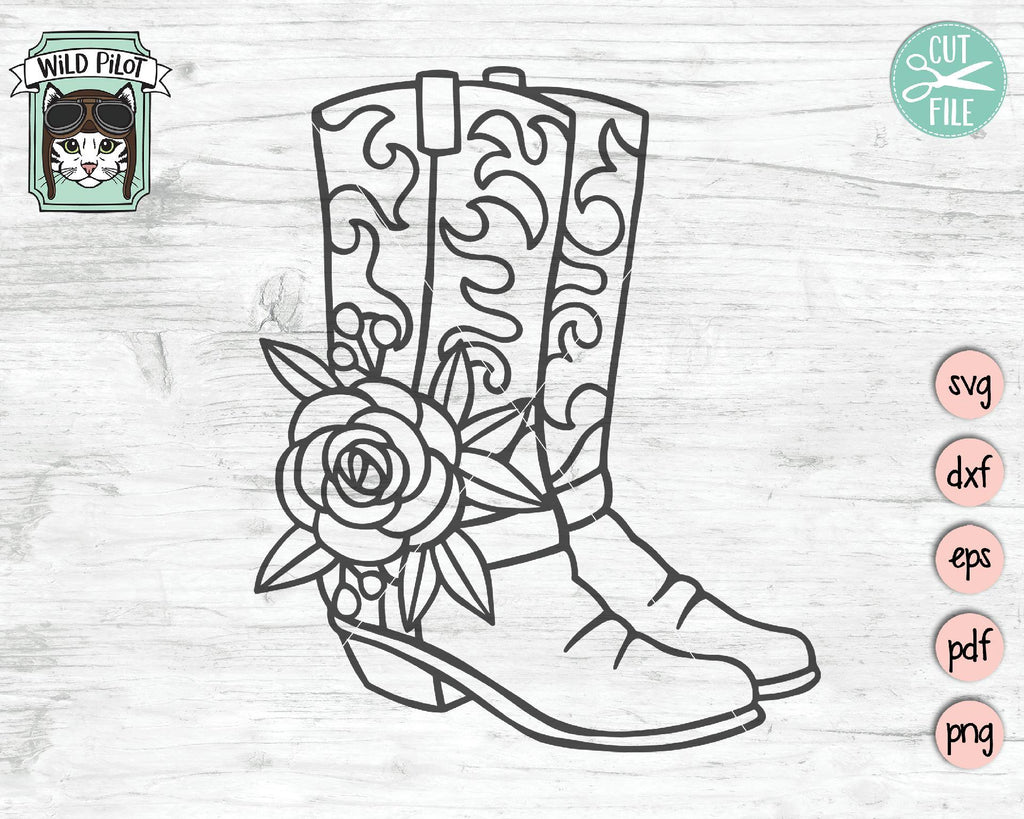 Cowboy Boots Floral SVG Cut File - So Fontsy