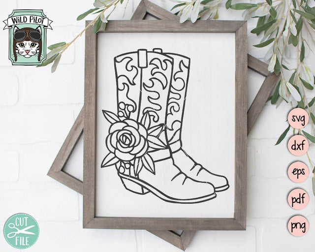 Cowboy Boots Floral SVG Cut File SVG Wild Pilot 