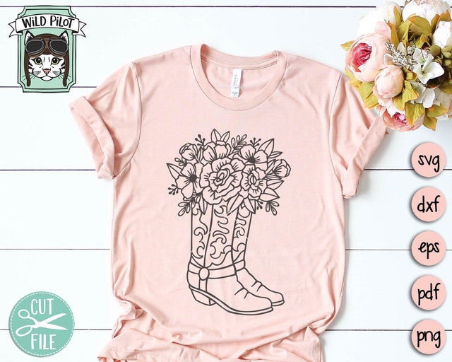Cowboy Boots Floral SVG Cut File SVG Wild Pilot 