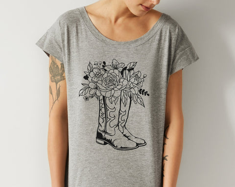 Cowboy boots with flowers svg, Cowgirl svg, Western svg, png files SVG Pretty Meerkat 