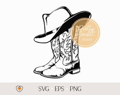 Cowboy boots with hat svg, Western svg, png files SVG Pretty Meerkat 