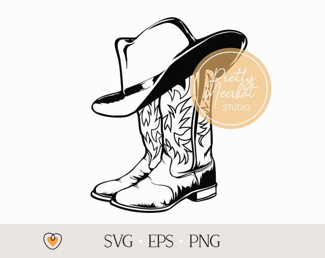 Cowboy boots with hat svg, Western svg, png files SVG Pretty Meerkat 