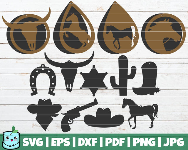 Cowboy Earrings SVG MintyMarshmallows 