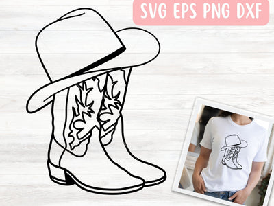 Cowboy Hat and Boots SVG File for Cricut or Silhouette, Cowgirl Western SVG Vector, Digital Download Commercial Use SVG Apple Grove Designs 