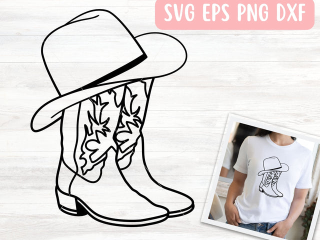 Cowboy Hat and Boots SVG File for Cricut or Silhouette, Cowgirl Western SVG Vector, Digital Download Commercial Use SVG Apple Grove Designs 
